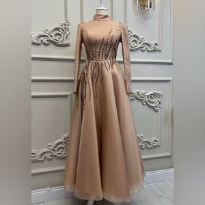 Elegant Tan Evening Gown